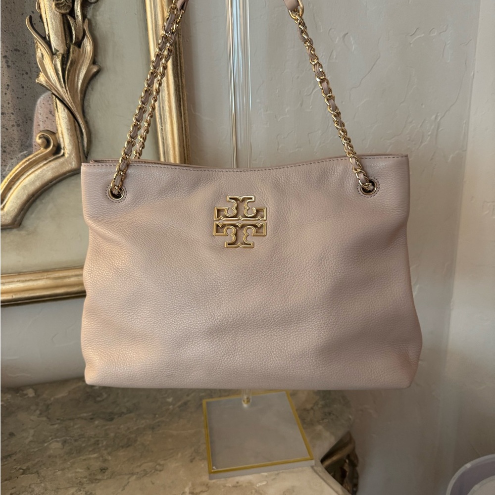 Tory Burch Pale Pink Pebbled Leather Chain-Handle Shoulder Bag - Picture 3 of 4